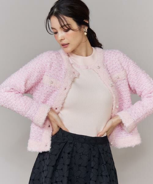 Maglie le cassetto / マーリエ ル カセット カーディガン・ボレロ | 《大きいサイズ》ラメフェザーニットジャケット | 詳細1