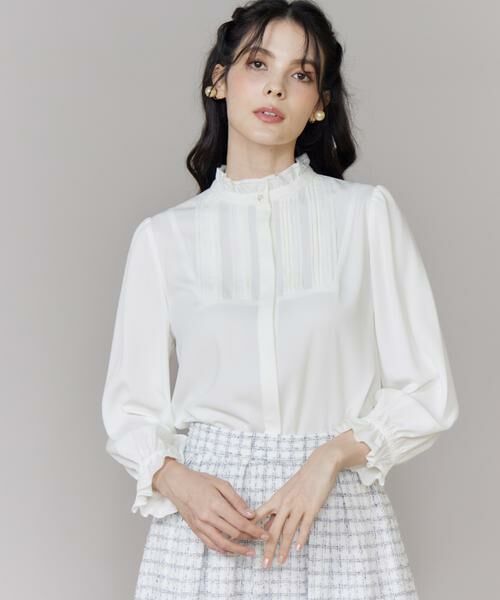Maglie le cassetto / マーリエ ル カセット シャツ・ブラウス | 《大きいサイズ》ピコフリルブラウス《M Maglie le cassetto》(オフホワイト1)