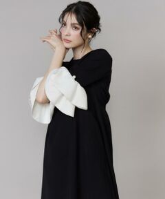 Maglie le cassetto / マーリエ ル カセット ミニ丈・ひざ丈ワンピース | 《M Maglie le cassetto》袖フリルフレアワンピース