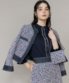 Maglie le cassetto / マーリエ ル カセット その他アウター | 《大きいサイズ》デニムファンシーツイードジャケット《M Maglie le cassetto》