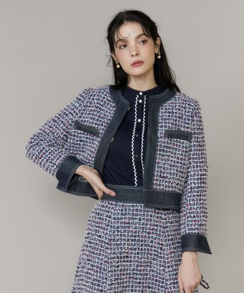 Maglie le cassetto / マーリエ ル カセット その他アウター | 《大きいサイズ》デニムファンシーツイードジャケット《M Maglie le cassetto》 | 詳細11