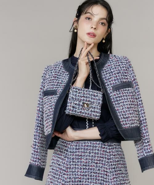 Maglie le cassetto / マーリエ ル カセット その他アウター | 《大きいサイズ》デニムファンシーツイードジャケット《M Maglie le cassetto》 | 詳細9