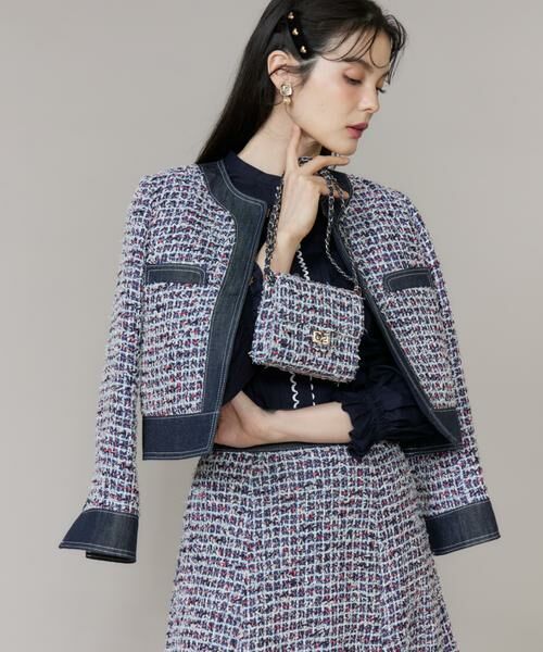 Maglie le cassetto / マーリエ ル カセット その他アウター | 《プラスサイズ》デニムファンシーツイードジャケット《M Maglie le cassetto》 | 詳細10