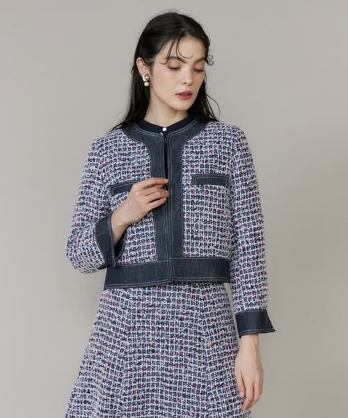 Maglie le cassetto / マーリエ ル カセット その他アウター | 《プラスサイズ》デニムファンシーツイードジャケット《M Maglie le cassetto》 | 詳細12