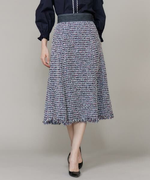 Maglie le cassetto / マーリエ ル カセット ミニ・ひざ丈スカート | 《大きいサイズ》デニムファンシーツイードスカート《M Maglie le cassetto》 | 詳細12