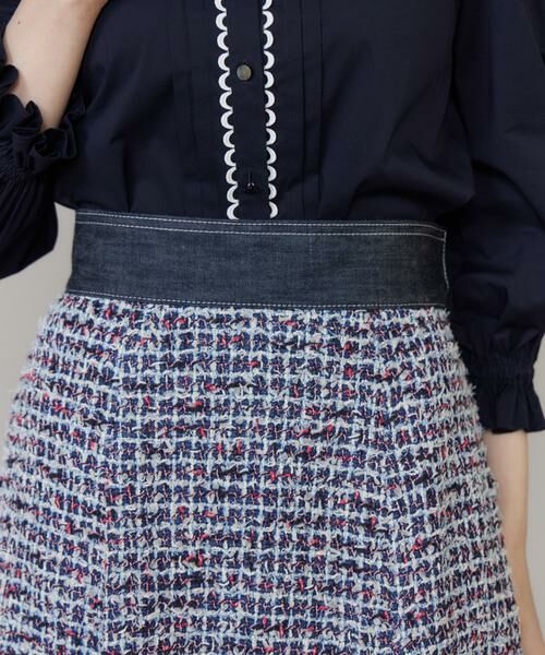 Maglie le cassetto / マーリエ ル カセット ミニ・ひざ丈スカート | 《大きいサイズ》デニムファンシーツイードスカート《M Maglie le cassetto》 | 詳細15