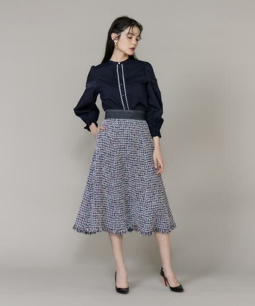 Maglie le cassetto / マーリエ ル カセット ミニ・ひざ丈スカート | 《大きいサイズ》デニムファンシーツイードスカート《M Maglie le cassetto》 | 詳細2