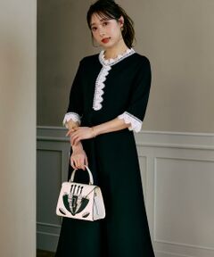 Maglie le cassetto / マーリエ ル カセット ミニ丈・ひざ丈ワンピース | 《M Maglie le cassetto×冨張愛》愛されクラシカル“Lace”ニットワンピース