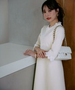 Maglie le cassetto / マーリエ ル カセット ミニ丈・ひざ丈ワンピース | 《M Maglie le cassetto×冨張愛》愛されクラシカル“Lace”ニットワンピース