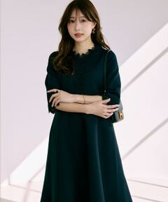 Maglie le cassetto / マーリエ ル カセット ミニ丈・ひざ丈ワンピース | 《M Maglie le cassetto×冨張愛》愛されクラシカル“Lace”ニットワンピース