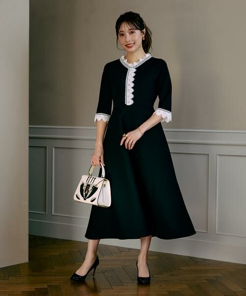 Maglie le cassetto / マーリエ ル カセット ミニ丈・ひざ丈ワンピース | 《大きいサイズ》愛されクラシカル“Lace”ニットワンピース《M Maglie le cassetto×冨張愛》 | 詳細4