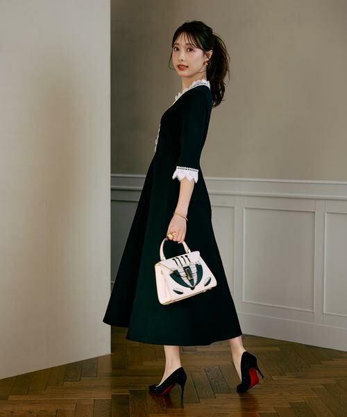 Maglie le cassetto / マーリエ ル カセット ミニ丈・ひざ丈ワンピース | 《大きいサイズ》愛されクラシカル“Lace”ニットワンピース《M Maglie le cassetto×冨張愛》 | 詳細5