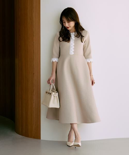 Maglie le cassetto / マーリエ ル カセット ミニ丈・ひざ丈ワンピース | 《大きいサイズ》愛されクラシカル“Lace”ニットワンピース《M Maglie le cassetto×冨張愛》 | 詳細6