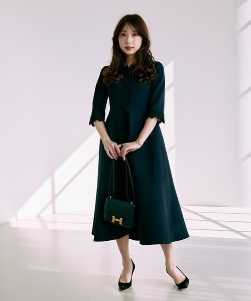 Maglie le cassetto / マーリエ ル カセット ミニ丈・ひざ丈ワンピース | 《大きいサイズ》愛されクラシカル“Lace”ニットワンピース《M Maglie le cassetto×冨張愛》 | 詳細9