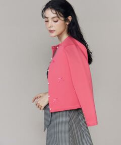 Maglie le cassetto / マーリエ ル カセット カーディガン・ボレロ | サテンリボンニットジャケット