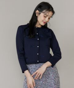 Maglie le cassetto / マーリエ ル カセット カーディガン・ボレロ | サテンリボンニットジャケット