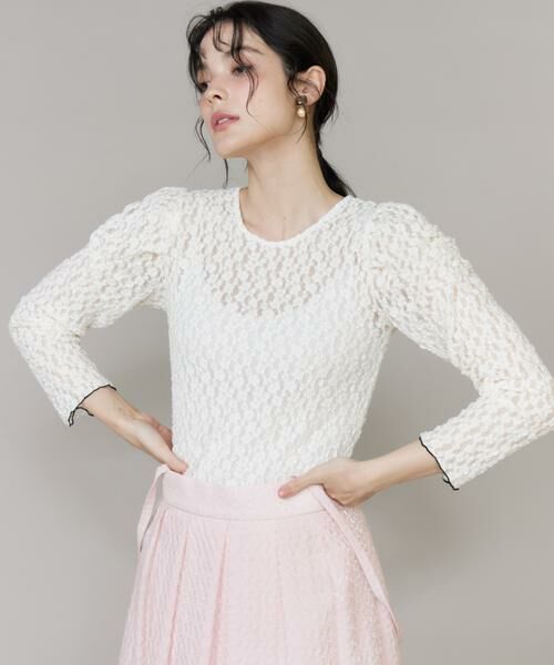 Maglie le cassetto / マーリエ ル カセット カットソー | 配色レースカットソー（オフホワイト1）