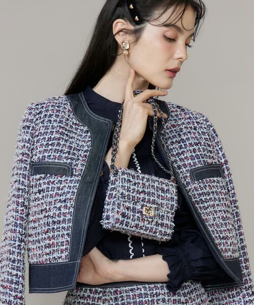 Maglie le cassetto / マーリエ ル カセット ショルダーバッグ | 《M Maglie le cassetto》デニムファンシーツイードショルダーバッグ | 詳細1