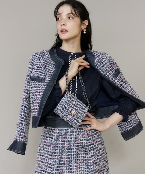 Maglie le cassetto / マーリエ ル カセット ショルダーバッグ | 《M Maglie le cassetto》デニムファンシーツイードショルダーバッグ | 詳細2