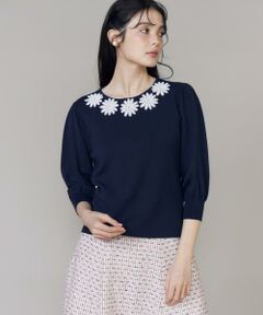 Maglie le cassetto / マーリエ ル カセット ニット・セーター | 《大きいサイズ》モチーフレースニットプルオーバー