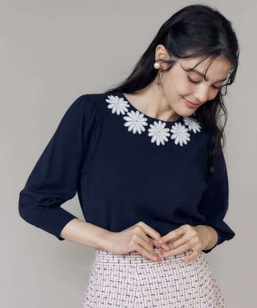Maglie le cassetto / マーリエ ル カセット ニット・セーター | 《大きいサイズ》モチーフレースニットプルオーバー | 詳細12