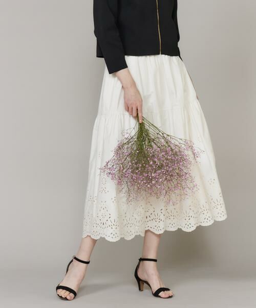 Maglie le cassetto / マーリエ ル カセット ロング・マキシ丈スカート | 《M Maglie le cassetto》ラッシュガードレーススカート（アイボリー2）