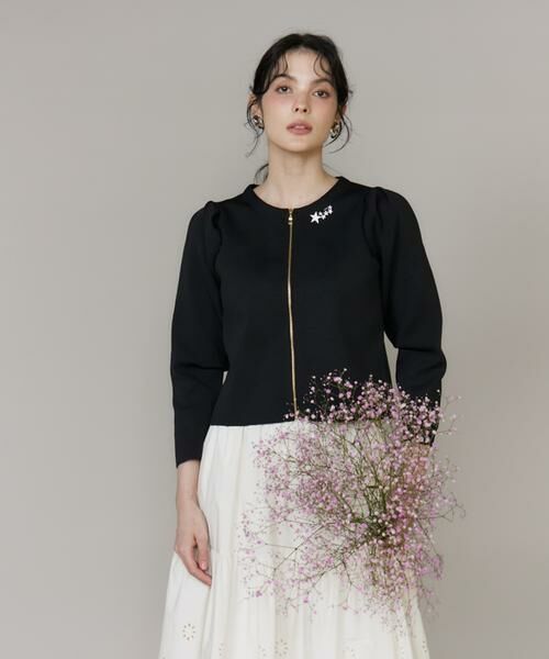 Maglie le cassetto / マーリエ ル カセット カーディガン・ボレロ | ロゴ刺繍ジップカーディガン | 詳細9
