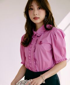 Maglie le cassetto / マーリエ ル カセット シャツ・ブラウス | 《M Maglie le cassetto×冨張愛》華やかフリルカラーロゴ刺繍ブラウス