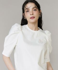 Maglie le cassetto / マーリエ ル カセット Tシャツ | 《大きいサイズ》ロゴ刺繍ボリューム袖カットソー