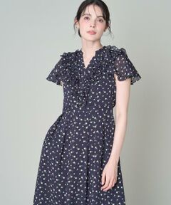 Maglie le cassetto / マーリエ ル カセット ミニ丈・ひざ丈ワンピース | 《大きいサイズ》フラワーフリルワンピース