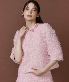Maglie le cassetto / マーリエ ル カセット シャツ・ブラウス | フリンジツィードブラウス｜多色ピンクと白が重なる、奥行きある最旬ツイード《M Maglie le cassetto》