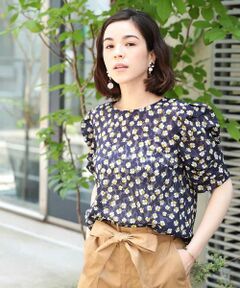 ELLE / エル シャツ・ブラウス | 5部袖フラワーブラウス