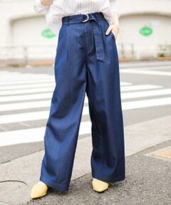 ELLE / エル その他パンツ | ［洗濯機で洗える］ライトデニムワイドパンツ
