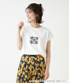 刺繍フレンチスリーブTシャツ