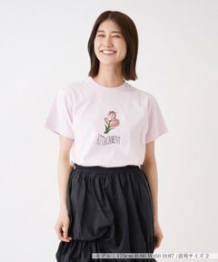 フラワー刺繍ロゴTシャツ