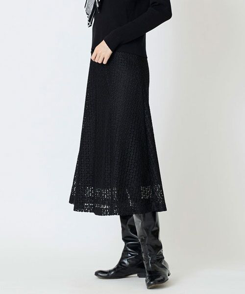 EPELER / イプリ ミニ・ひざ丈スカート | シャイニーラッセルレーススカート | 詳細1