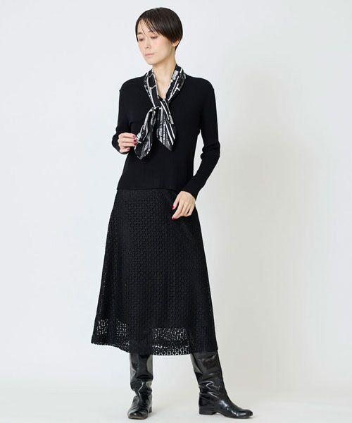 EPELER / イプリ ミニ・ひざ丈スカート | シャイニーラッセルレーススカート | 詳細4