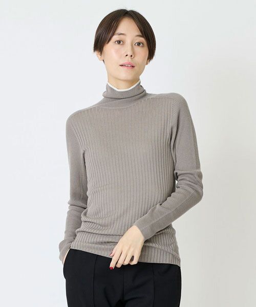 EPELER / イプリ ニット・セーター | キュプラブレンドバイカラータートル（グレー）