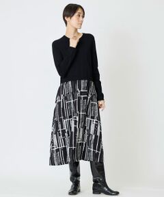 EPELER / イプリ ロング・マキシ丈ワンピース | プリントドッキングヴィーナスニットワンピース