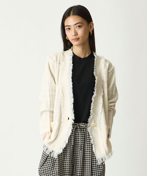 EPELER / イプリ カーディガン・ボレロ | ニットツイードジャケット（アイボリー）