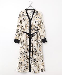 EPELER / イプリ ロング・マキシ丈ワンピース | バイカラーフラワープリントワンピース