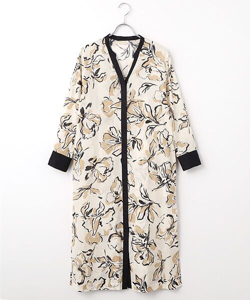 EPELER / イプリ ロング・マキシ丈ワンピース | バイカラーフラワープリントワンピース | 詳細5