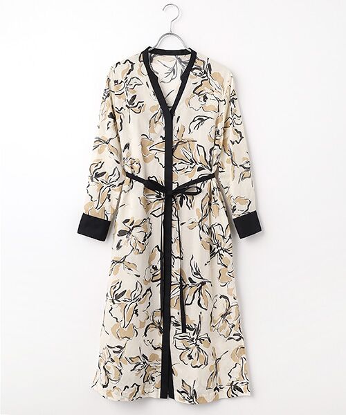 EPELER / イプリ ロング・マキシ丈ワンピース | バイカラーフラワープリントワンピース（オフシロ）