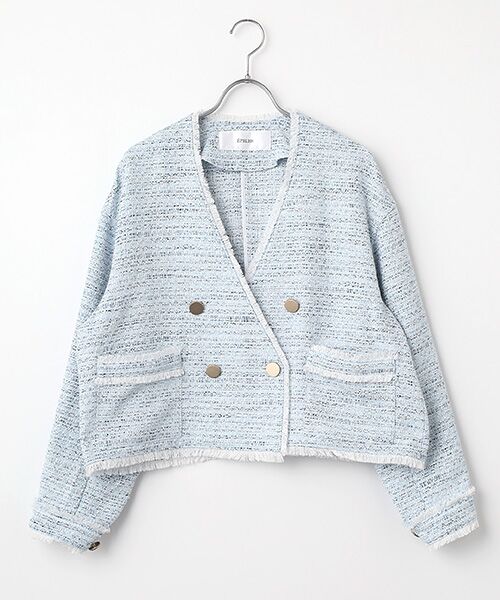 EPELER / イプリ ノーカラージャケット | ミックスツイードジャケット（サックス）
