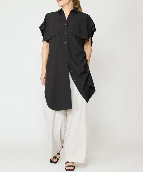 EPELER / イプリ シャツ・ブラウス | エステルブロードロングシャツ（クロ）