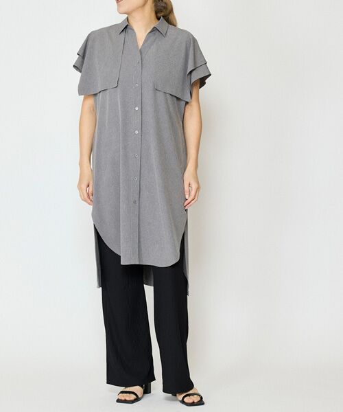 EPELER / イプリ シャツ・ブラウス | エステルブロードロングシャツ（グレー）