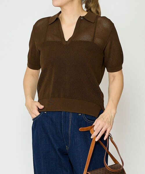EPELER / イプリ ニット・セーター | コットンメッシュポロニット（チャ）