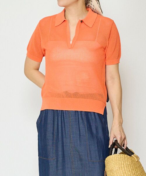 EPELER / イプリ ニット・セーター | コットンメッシュポロニット（オレンジ）