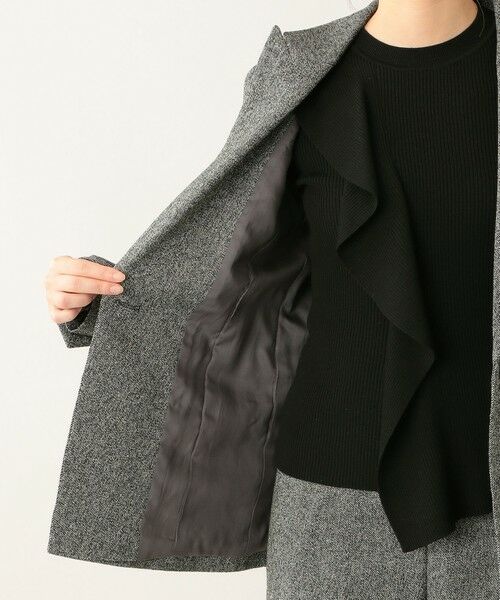 エポカ　ツィード素材　絹フリルレース　ノーカラージャケット＆スカートスーツ スカートスーツ上下 特価新同品