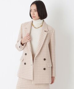 EPOCA / エポカ ノーカラージャケット | クロスチェック　ダブルブレストジャケット